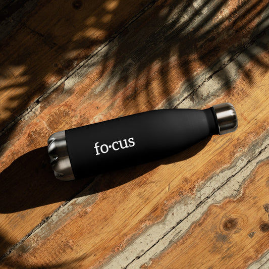 black focus steel water bottle
